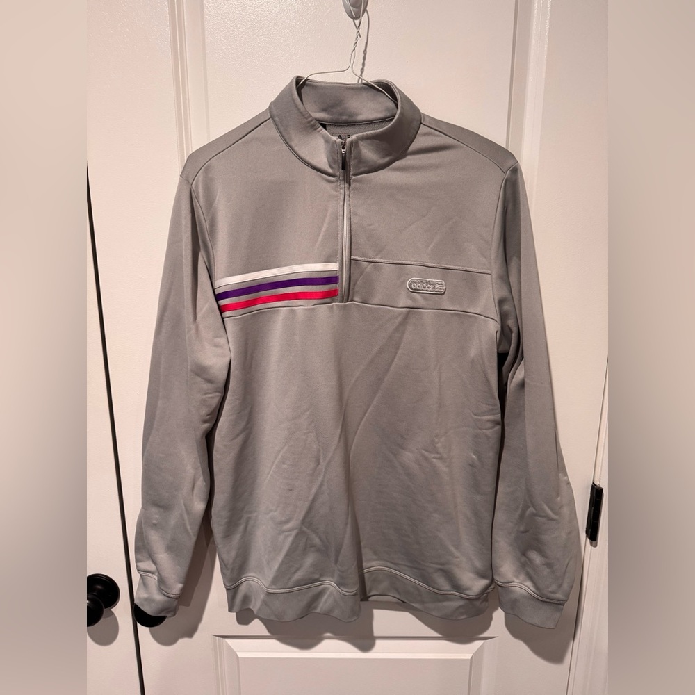 Adidas Golf Quarter Zip Pullover Men’s Large Gray Performance